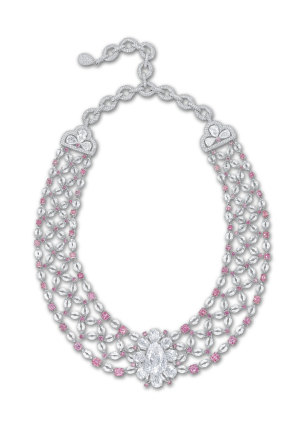 Modi’s 12.29-carat Golconda diamond necklace. 