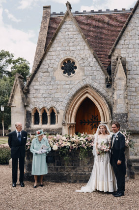 Two pictures from Princess Beatrice's wedding were released by the royal family, neither featuring Prince Andrew, the bride's father.