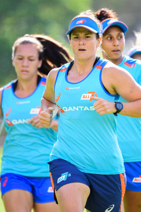 Leading the pack: Parry at training in Sydney on Monday. 