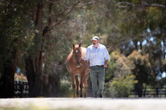 Yulong will put 30 yearlings through this month’s Magic Millions sale, all of whom survived October’s devastating floods. Sam Fairgray, pictured with mare Harlech.