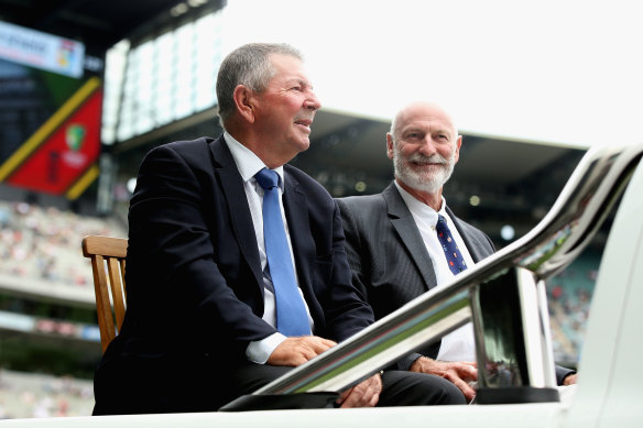 Australian cricket legends Rod Marsh and Dennis Lillee at the MCG in 2017.