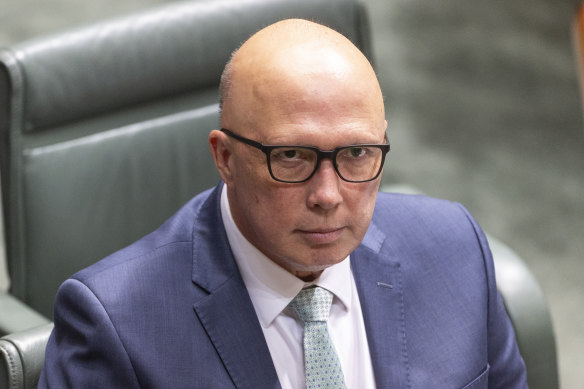 Opposition Leader Peter Dutton during question time on Wednesday.