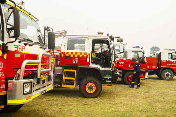 NSW Rural Fire Service in preparation for the dangerous conditions on Saturday at the  Milton RFS staging area in the Shoalhaven.