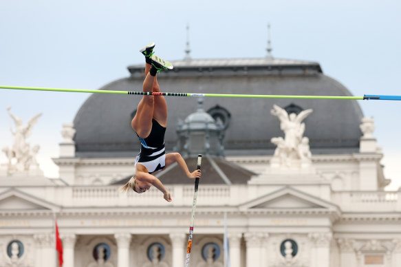 Nina Kennedy competes at the Diamond League in Switzerland.