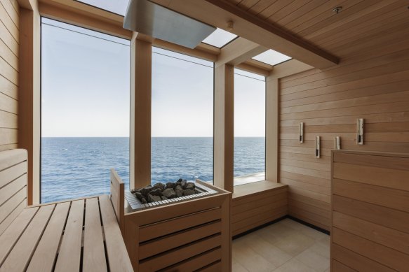A steam room with a view.