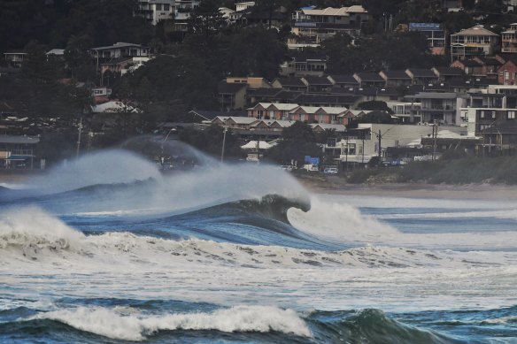 Heavy surf conditions created by an east coast low threaten to further damage Terrigal Beach at Wamberal.