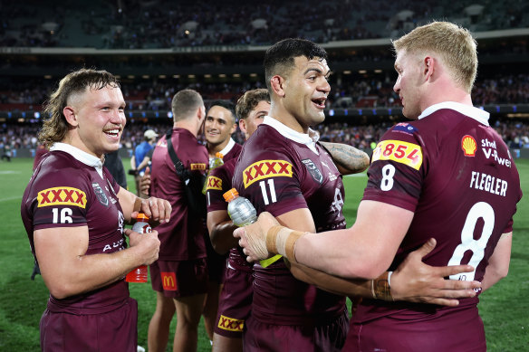 Queensland celebrate at full-time.