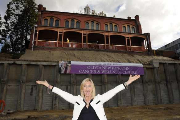 Olivia Newton-John in 2010 following an announcement that funding had been allocated for the cancer centre.