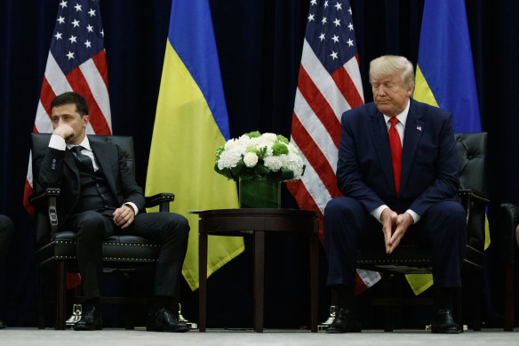 Then-US president Donald Trump met Ukrainian leader Volodymyr Zelensky in 2019.