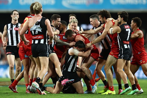 The two teams clash in heated scenes.