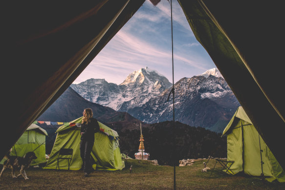 The view from your tent at Pangboche will help you rise early.