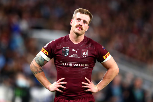Maroons star Cameron Munster was placed on report after his tackle on James Tedesco in game two.