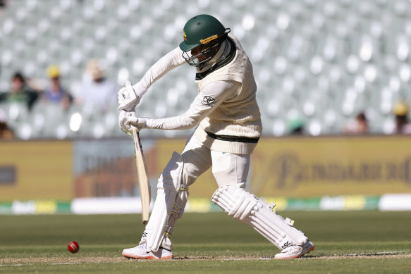 Australia’s Usman Khawaja bats against the West Indies on day one. 