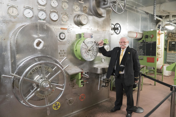 Dialling back time in the SS Rotterdam’s engine room.