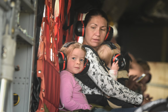 On board a flight to safety from Mallacoota.