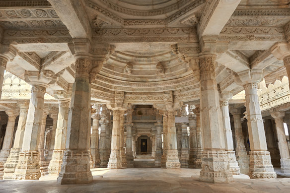 The vaulted ceiling of the Jain temple at Ranakpur, India.