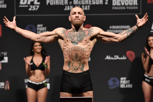 Conor McGregor during the UFC 257 weigh-in at Etihad Arena.