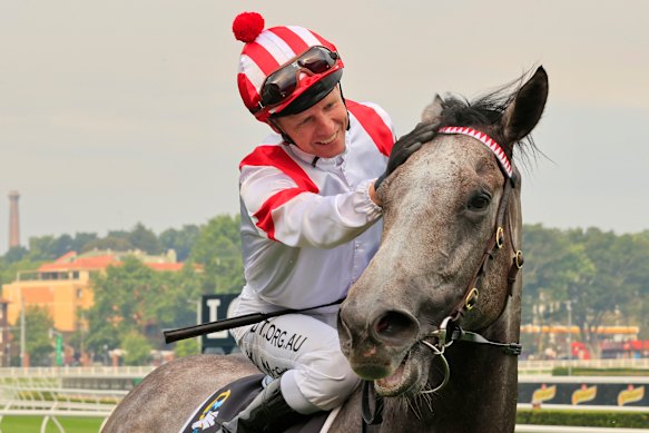 Kerrin McEvoy congratulates Classique Legend after winning The Everest last year.