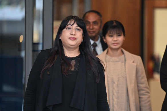 Cherie Guest’s daughter, Angela Guest, leaves the Coroners Court on Thursday.