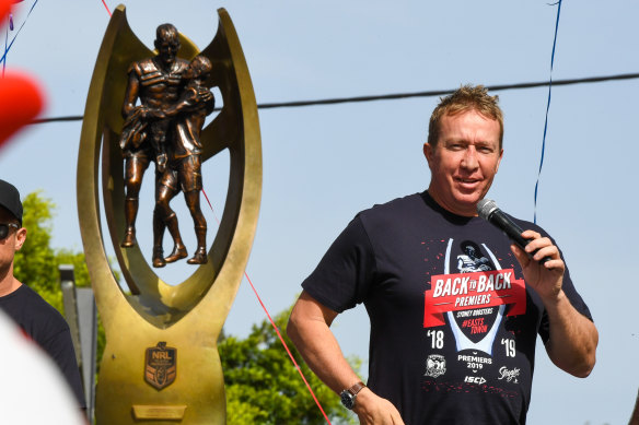 Trent Robinson after winning last year's grand final against the Raiders.