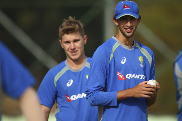 Adam Zampa and Ashton Agar together in 2016.