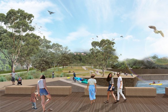 An artist’s impression of the revamped Berrys Bay.