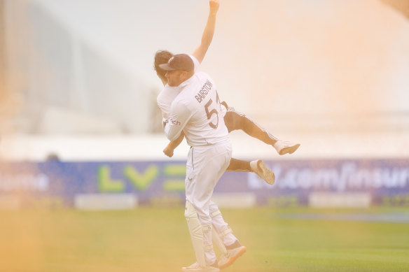 The Tories claim that Labour has grown too close to environmental radicals. Here, Jonny Bairstow of England removes a “Just Stop Oil” pitch invader during Day One of the Ashes second Test match with Australia at Lord’s this year.