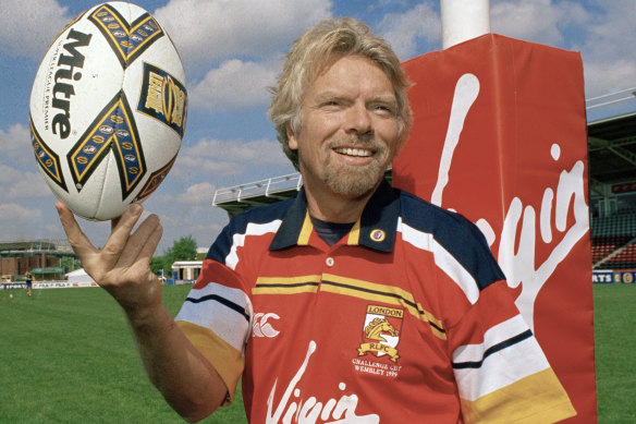 London Broncos owner Richard Branson poses in the build up to the Challenge Cup Final, at the Stoop Memorial Ground in London, England, 1999.