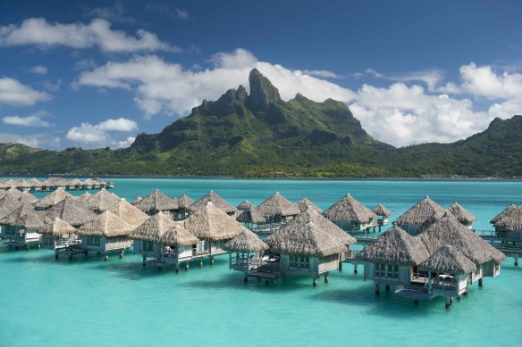 The St Regis Bora Bora Resort, where you can stay in an overwater bungalow.
