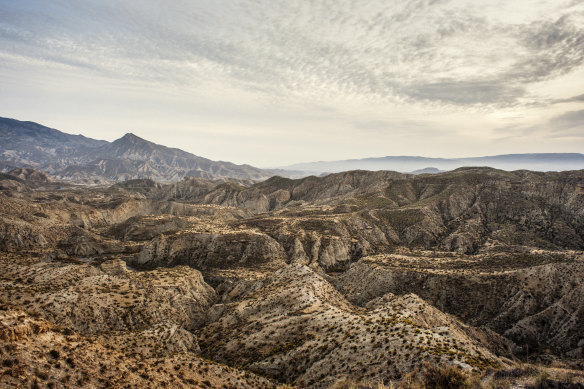 Il deserto di Tabernas nella Sierra Nevada andalusa, Spagna. 