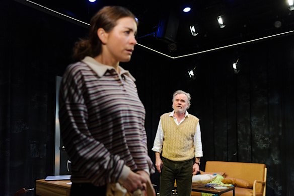 Jessica Clarke as Jane and Darren Gilshenan as Loyd, in Red Stitch’s claustrophobic play, Job. 