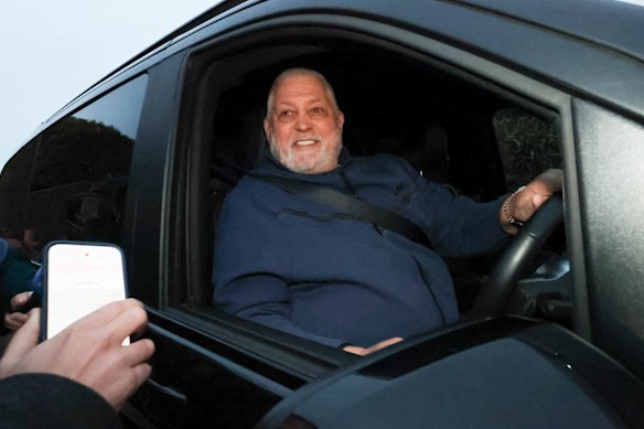 Mick Gatto leaving his home on June 3 after being interviewed by police from Taskforce Hawk.