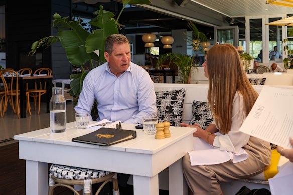 Stockland WA General Manager Col Dutton and WAtoday reporter Jesinta Burton at The Shorehouse in Swanbourne.