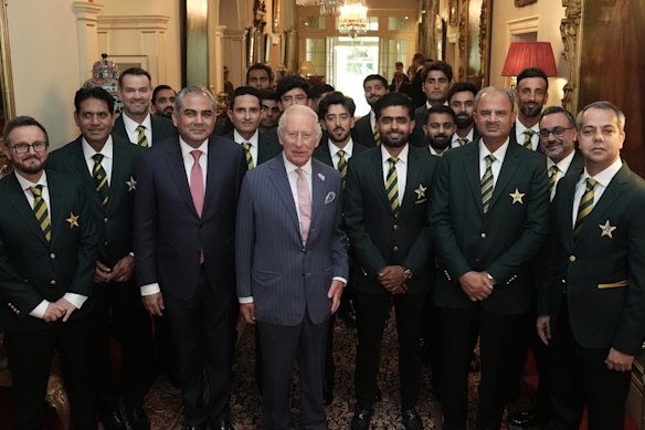 King Charles meets members of the Pakistan National Cricket team. 