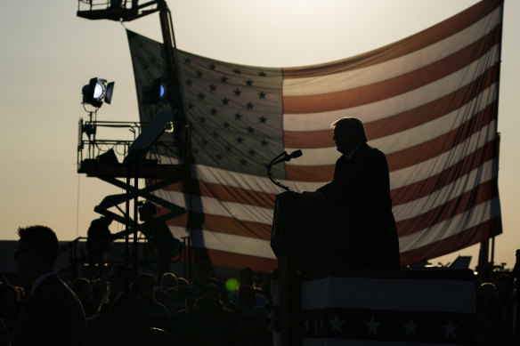 Donald Trump speaks during a campaign rally in Minnesota last week. He gave 17 taped interviews to Bob Woodward.