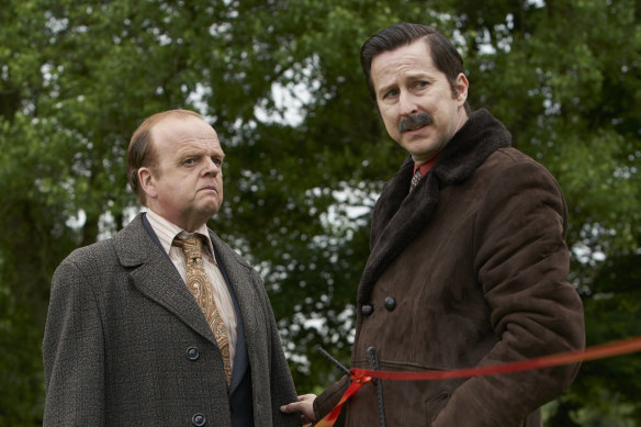 Toby Jones and Lee Ingleby in The Long Shadow, a drama based on the horrific crimes of Peter Sutcliffe, aka the Yorkshire Ripper.