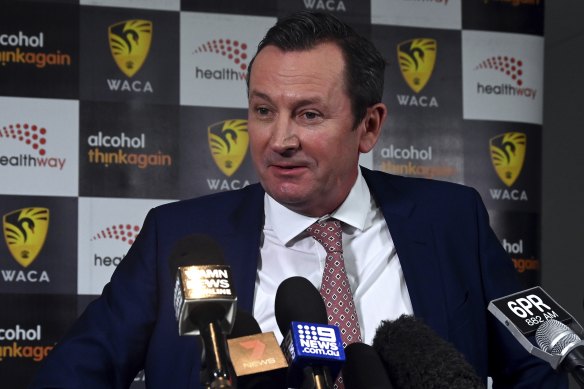 WA Premier Mark McGowan at a press conference on Thursday.