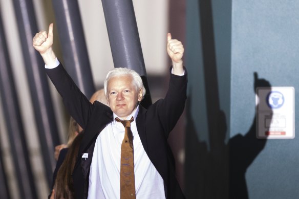 WikiLeaks founder Julian Assange arrives in Canberra on Wednesday.