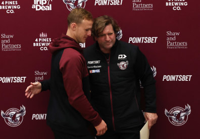 Daly Cherry-Evans with now ousted Manly coach Des Hasler.