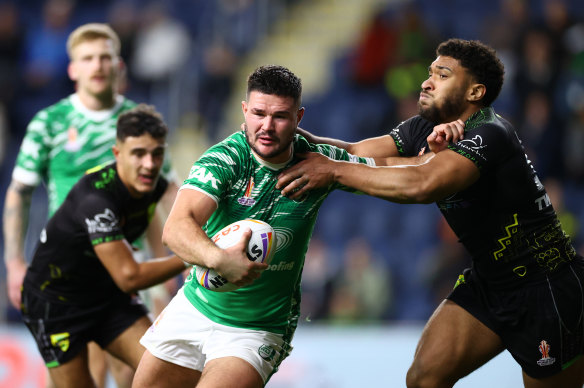 James Bentley playing for Ireland during the World Cup.