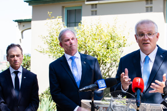 Prime Minister Scott Morrison at a press conference about Royal Commission into Aged care quality and safety, Final report: Care, Dignity and Respect, at  Kirribilli House. 