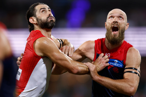 Brodie Grundy and Max Gawn compete at the SCG.