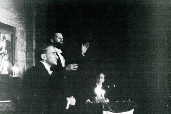 A 1966 performance of Victoriana at St Paul’s College, with emcee Lloyd Waddy, right.