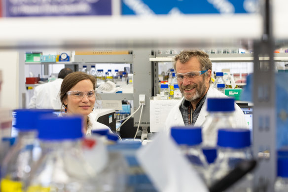 Malaria scientists Professor Ivo Mueller and Dr Rhea Longley at the Walter and Eliza Hall Institute in Melbourne.