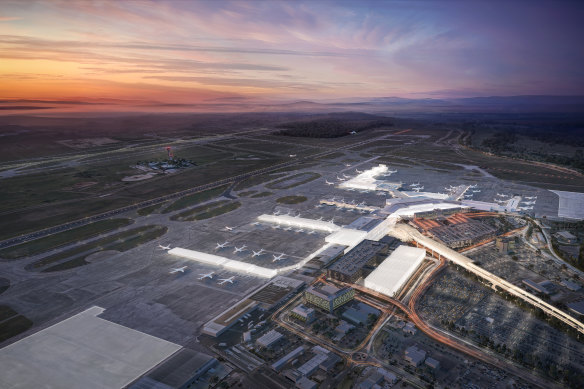 An artist’s impression of the above-ground station at Melbourne Airport.