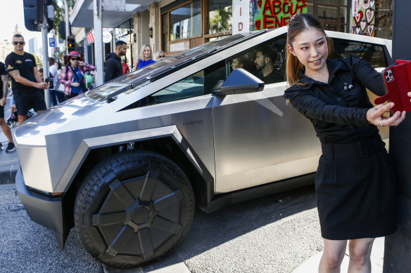 The Tesla Cybertruck makes its first appearance in Melbourne.