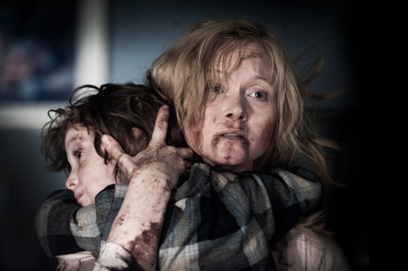 Essie Davis (left) and Noah Wiseman (right) in ‘The Babadook’. 