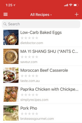 Picking a recipe in Paprika App.