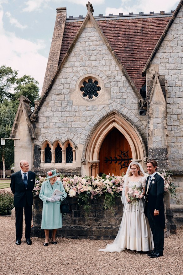Two pictures from Princess Beatrice's wedding were released by the royal family, neither featuring Prince Andrew, the bride's father.