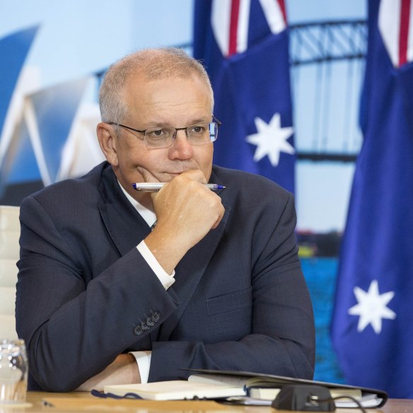 Prime Minister Scott Morrison at the start of the White House climate summit.